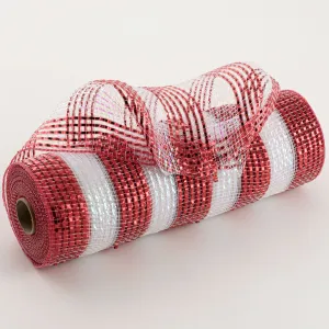 10" Metallic Stripe Mesh: Red & Iridescent
