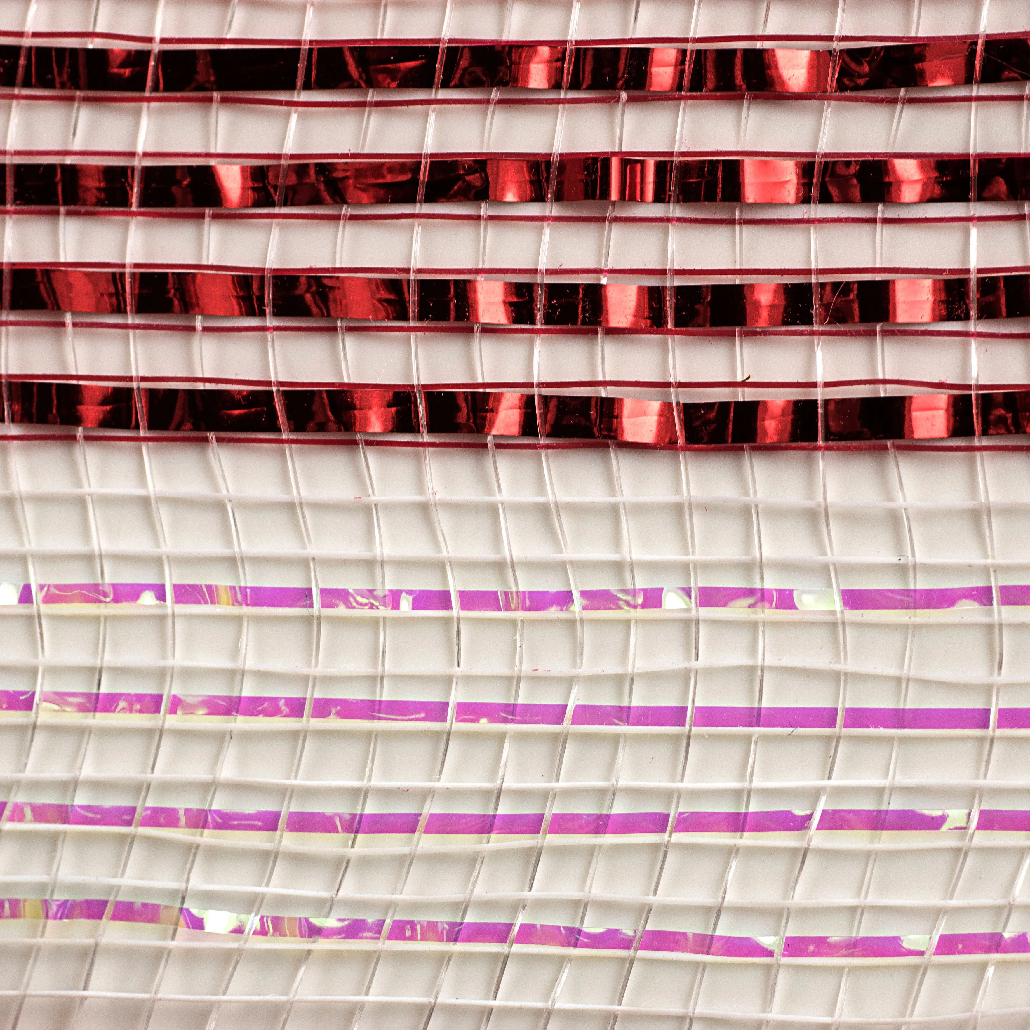10" Metallic Stripe Mesh: Red & Iridescent