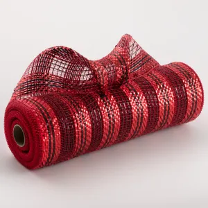 10" Metallic Stripe Mesh: Red, Dark Red, Black