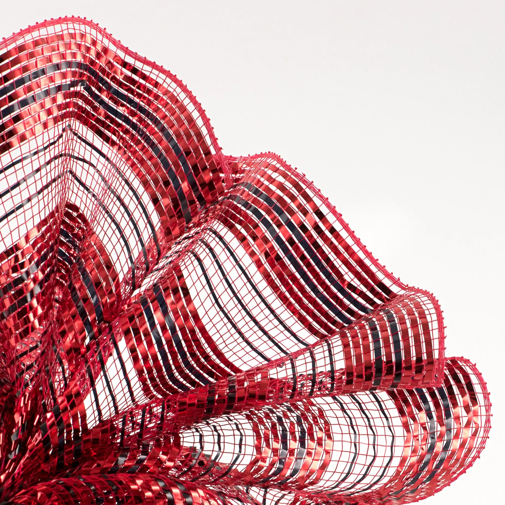 10" Metallic Stripe Mesh: Red, Dark Red, Black