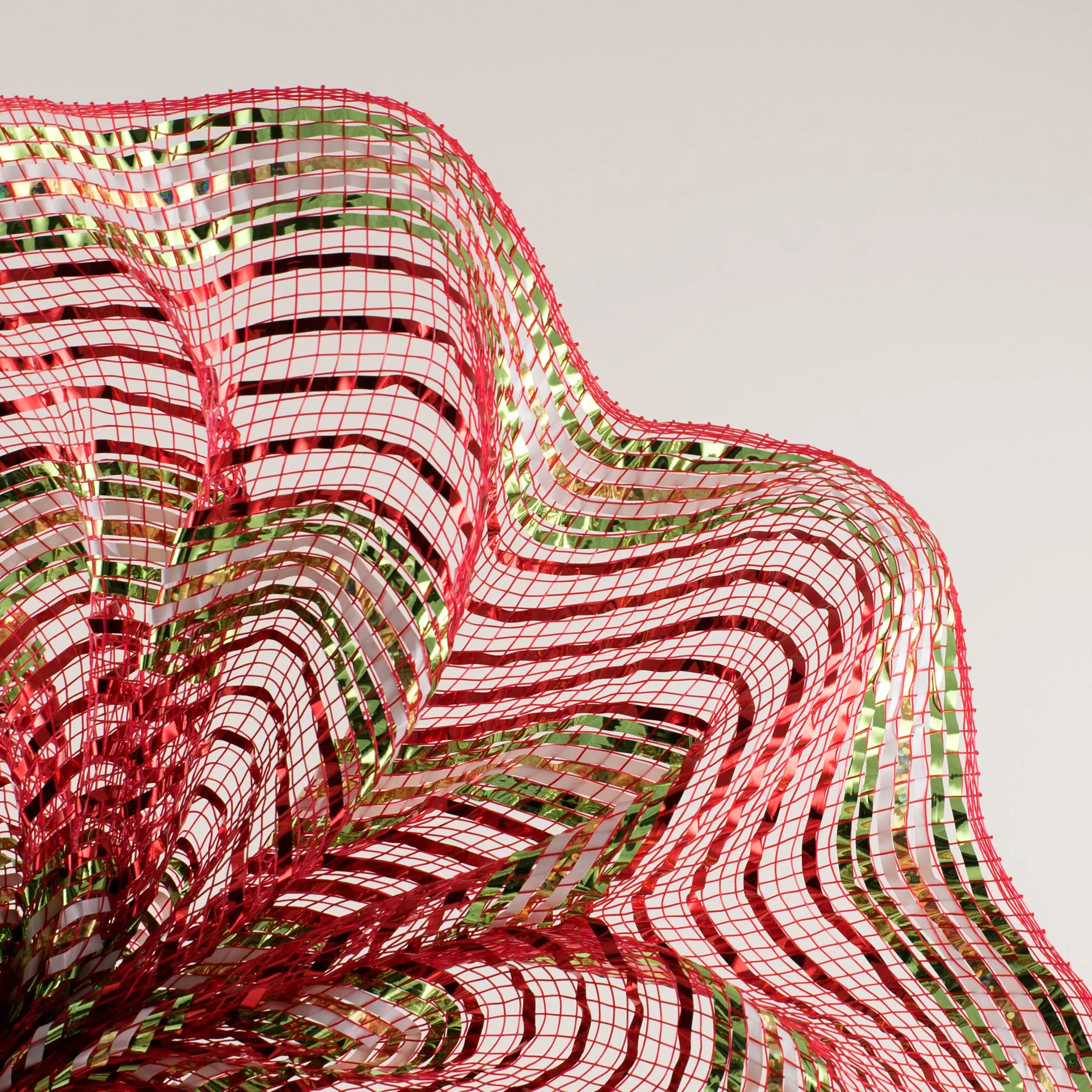 10" Metallic Stripes Deco Mesh: Red & Gold