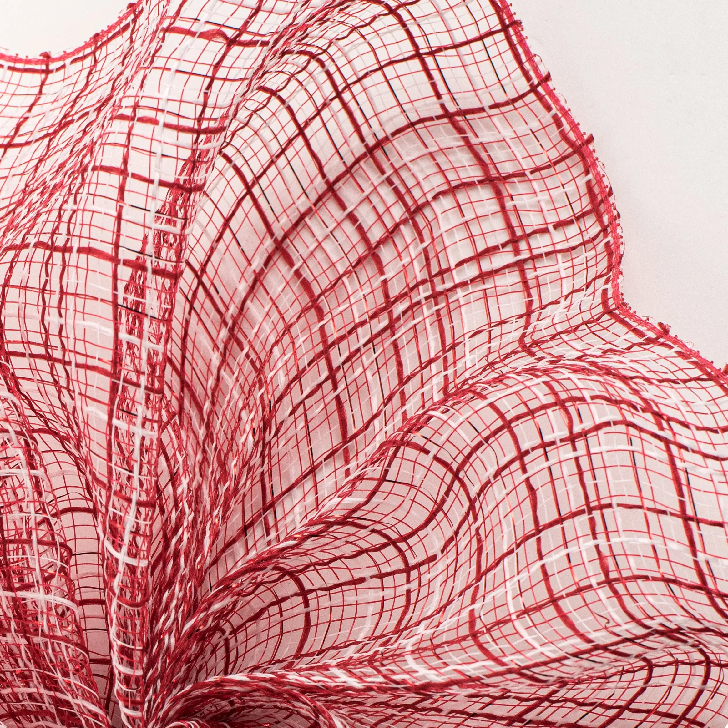 10" Metallic Tweed Mesh: Red & White
