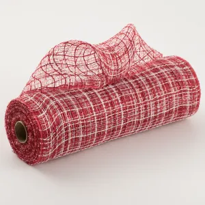 10" Metallic Tweed Mesh: Red & White
