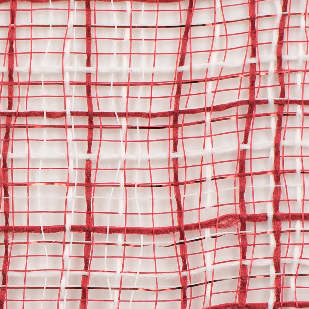 10" Metallic Tweed Mesh: Red & White