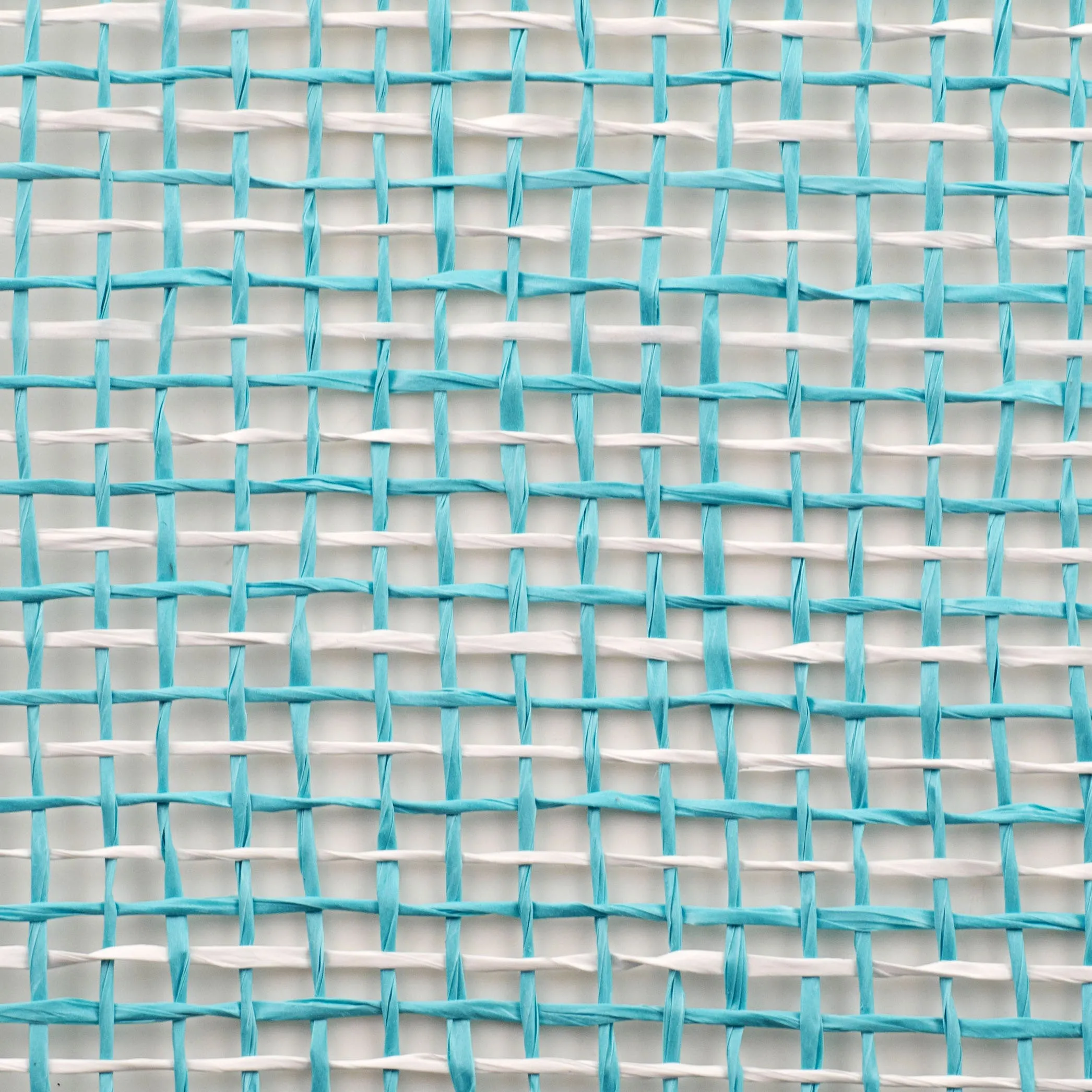 10" Multi Poly Burlap Check Mesh: Turquoise & White