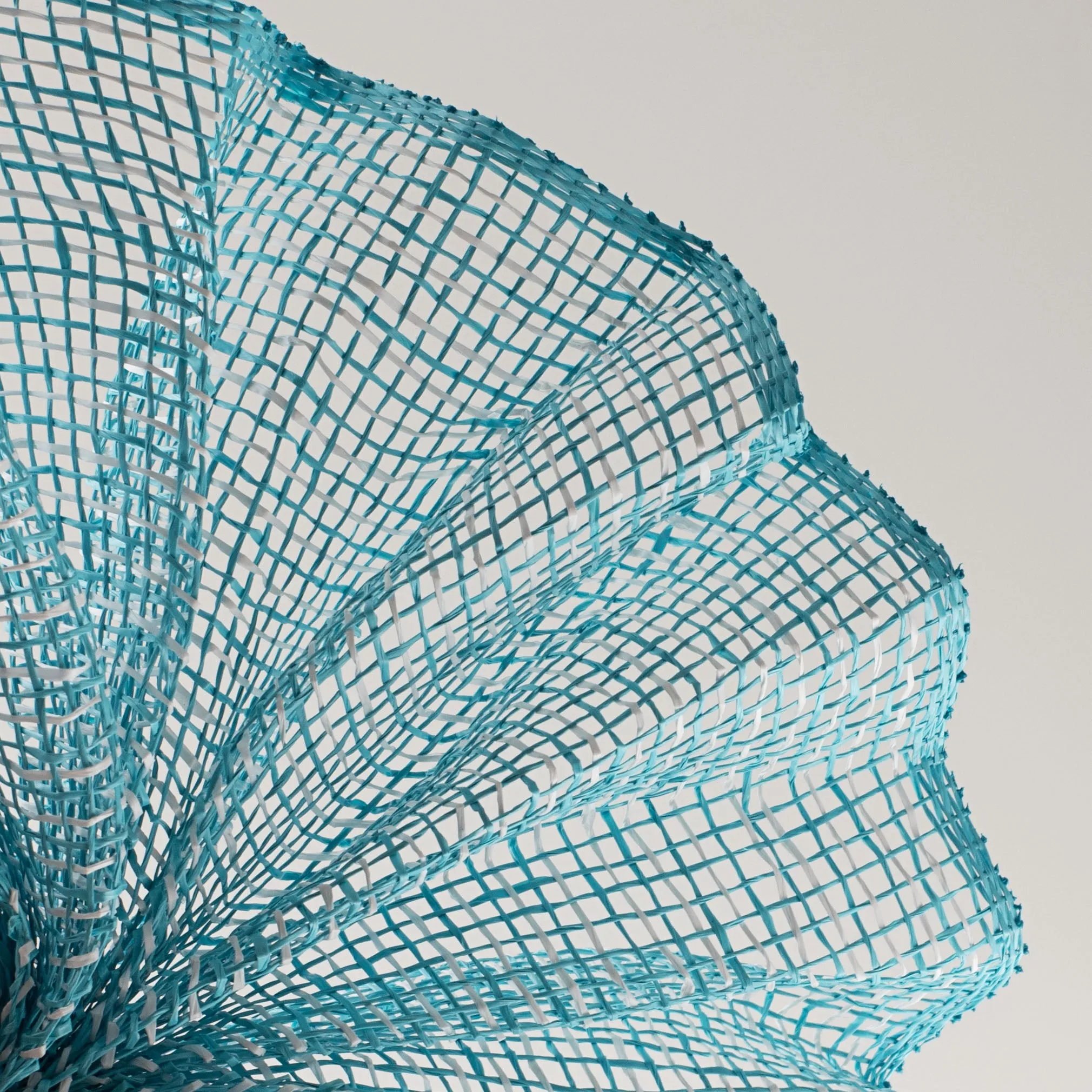 10" Multi Poly Burlap Check Mesh: Turquoise & White