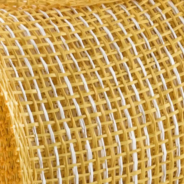 10" Multi Poly Burlap Check Mesh: Yellow & White