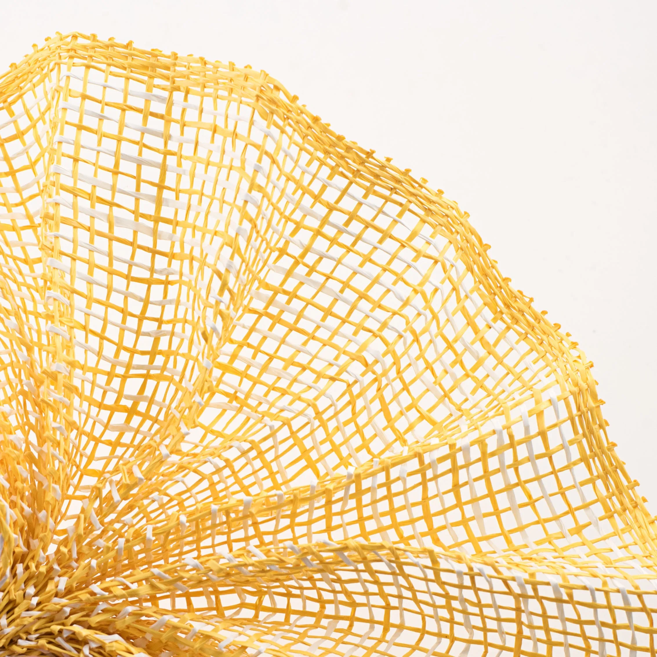 10" Multi Poly Burlap Check Mesh: Yellow & White