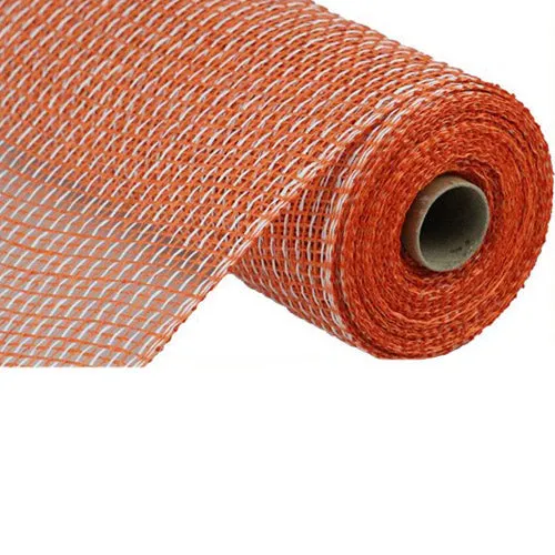 10" Orange White Multi Poly Burlap Mesh RP815941