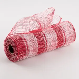 10" Plaid Deco Mesh: Red, White, Clear