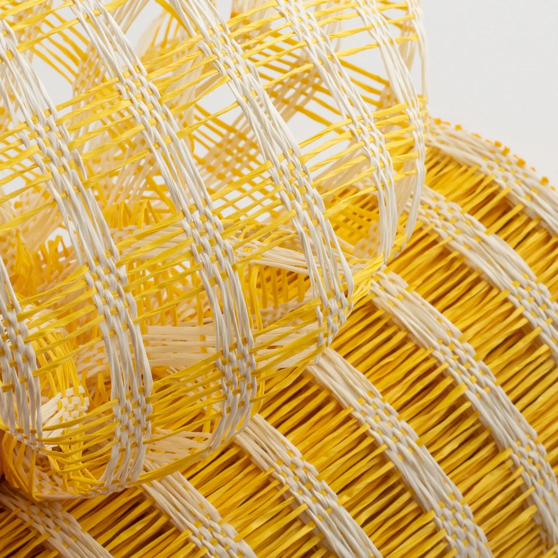 10" Poly Burlap Check Mesh: Yellow & Cream