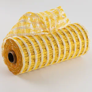 10" Poly Burlap Check Mesh: Yellow & Cream