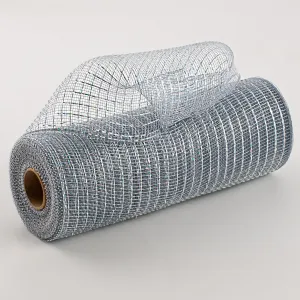 10" Poly Deco Mesh: Metallic Platinum