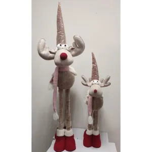 117cm Standing Pink Reindeer with Extendable Legs Christmas Decoration