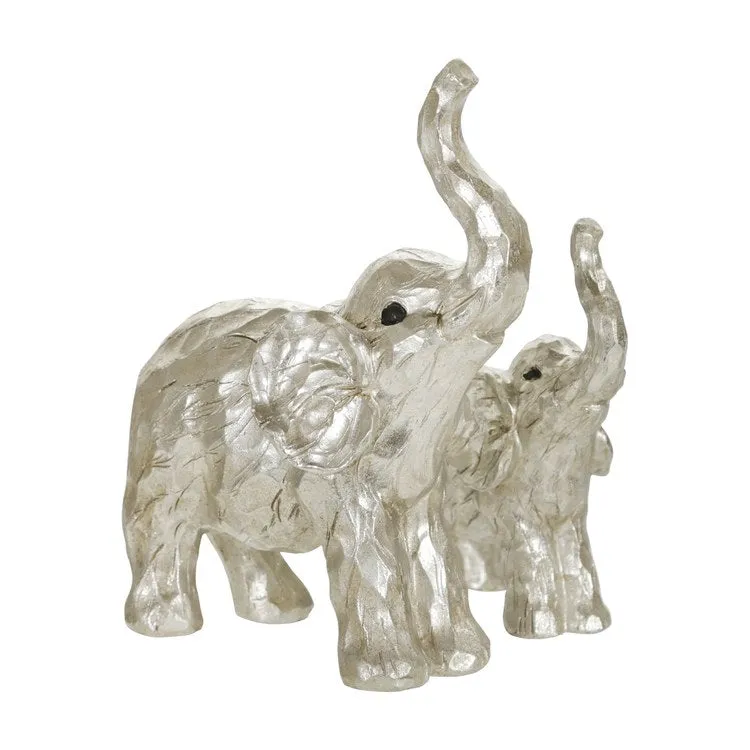 11" Polyresin Elephant Figurine - Silver