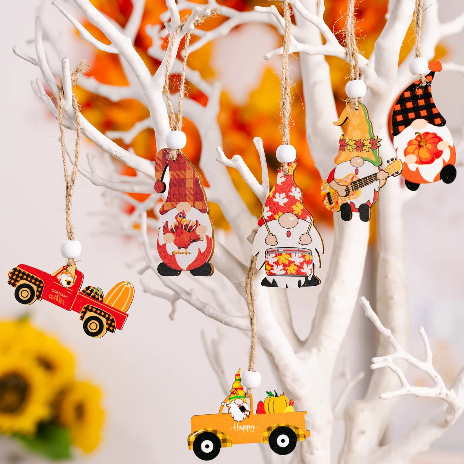 12 Pack Harvest Season Wooden Decorations