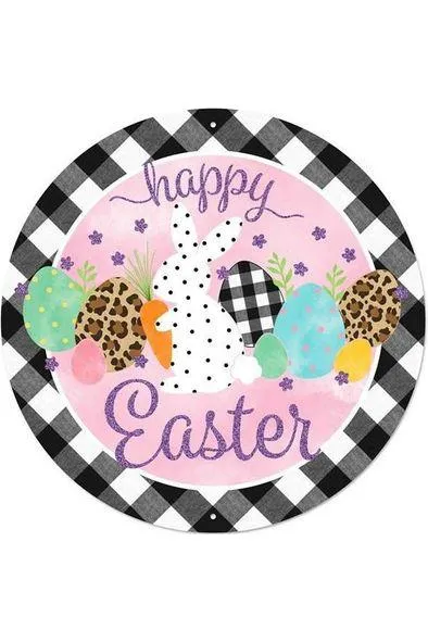 12" Metal Sign: Glitter Check Happy Easter