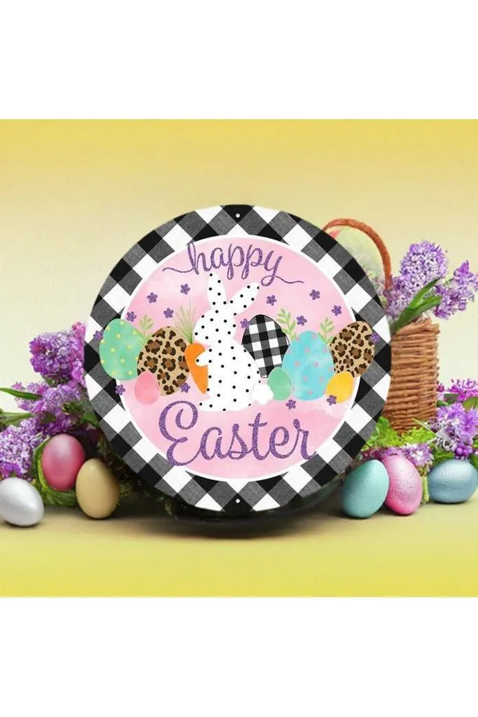 12" Metal Sign: Glitter Check Happy Easter