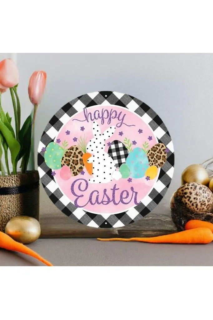 12" Metal Sign: Glitter Check Happy Easter