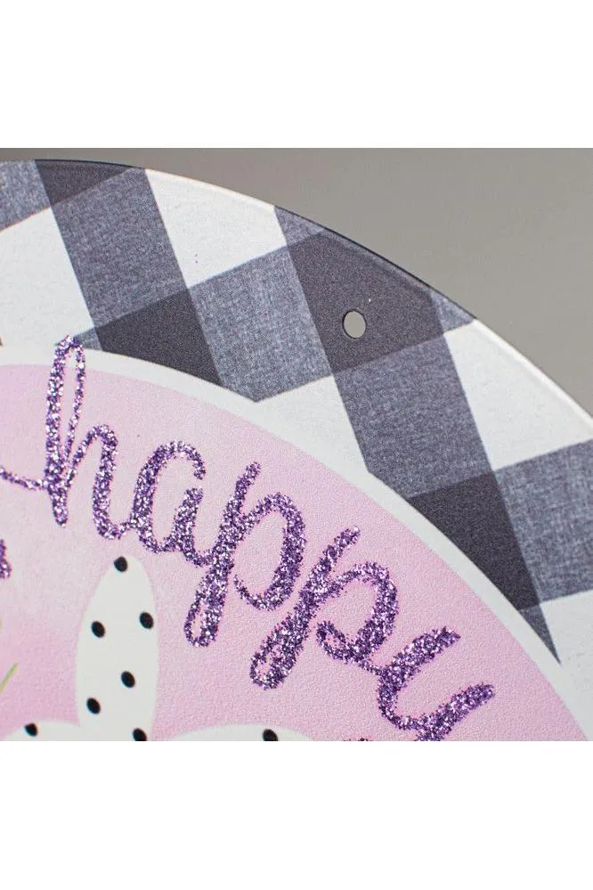 12" Metal Sign: Glitter Check Happy Easter