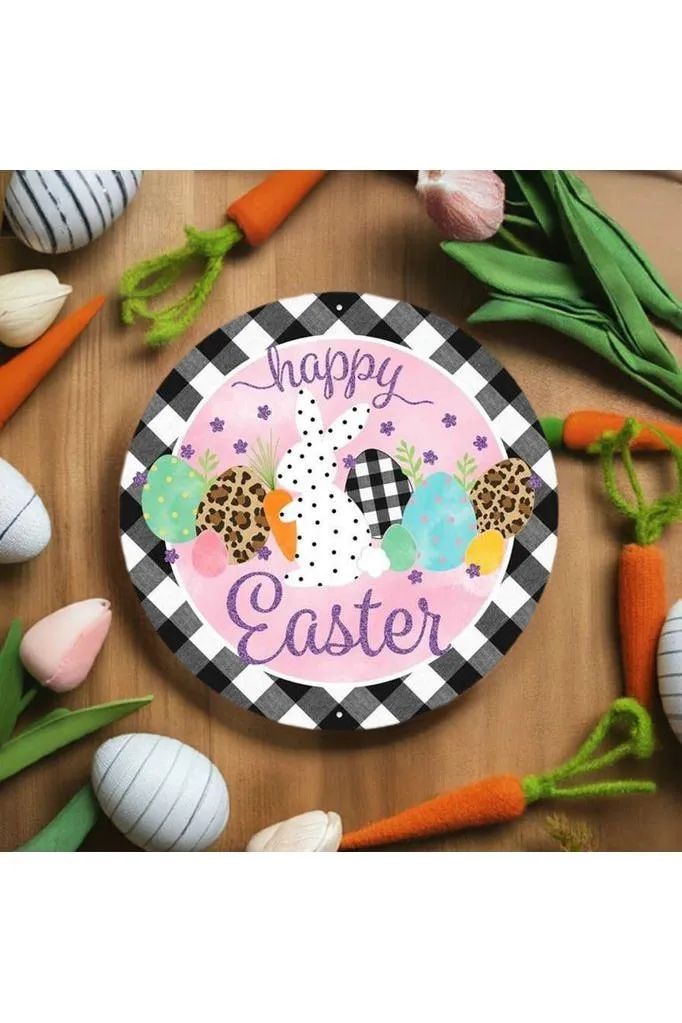 12" Metal Sign: Glitter Check Happy Easter