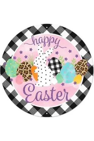 12" Metal Sign: Glitter Check Happy Easter