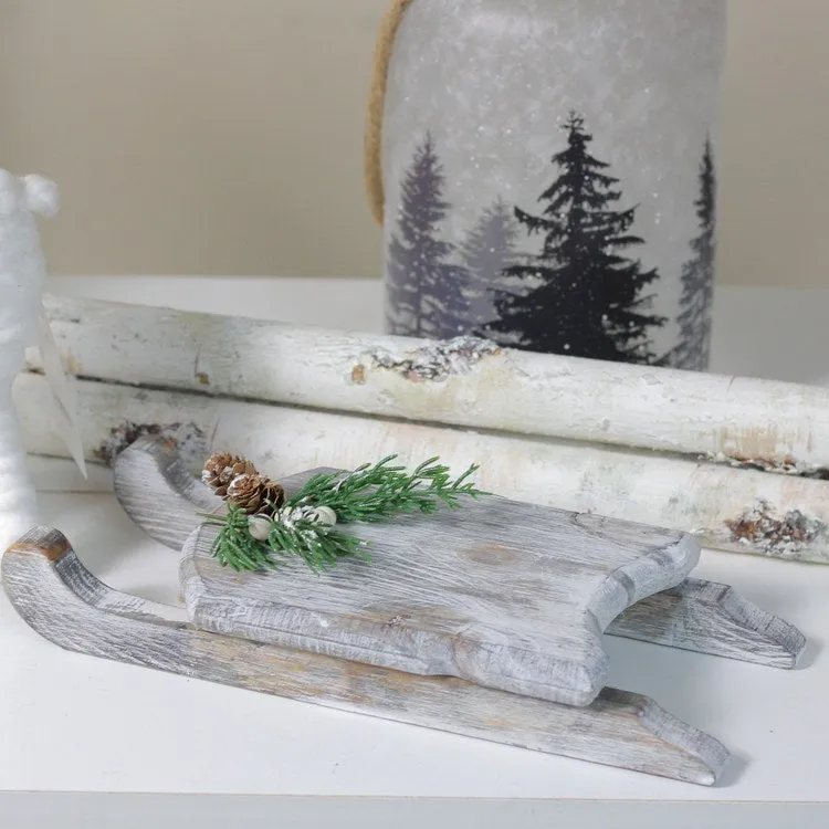 15" Gray Distressed Finish Christmas Sled Wall Hanging