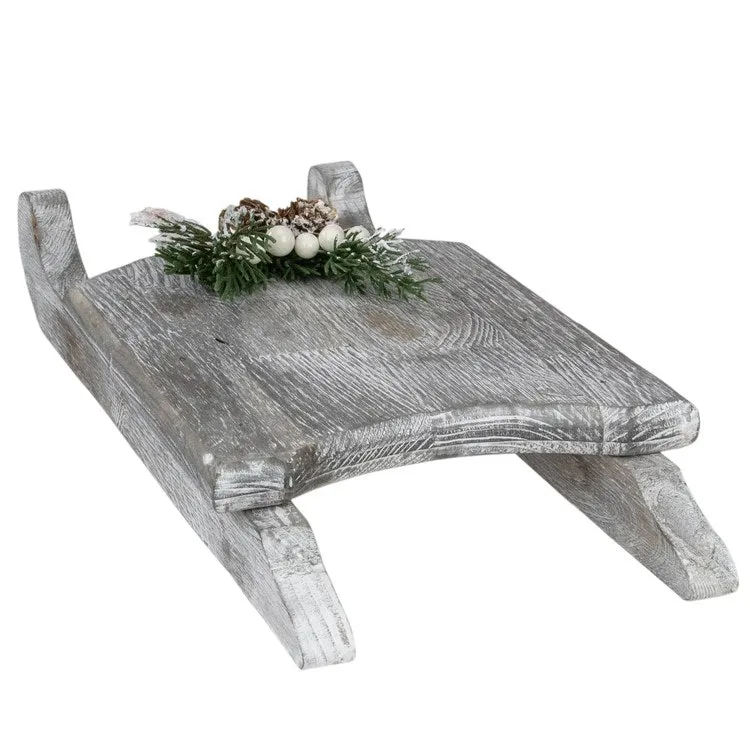15" Gray Distressed Finish Christmas Sled Wall Hanging