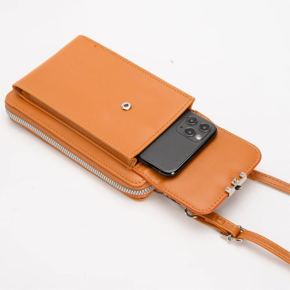 (18x11x5cm) Universal Cell Phone Leather Shoulder Bag Wallet Fashion Crossbody Bag - Red (Style 1)