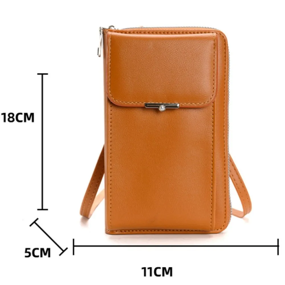 (18x11x5cm) Universal Cell Phone Leather Shoulder Bag Wallet Fashion Crossbody Bag - Red (Style 1)