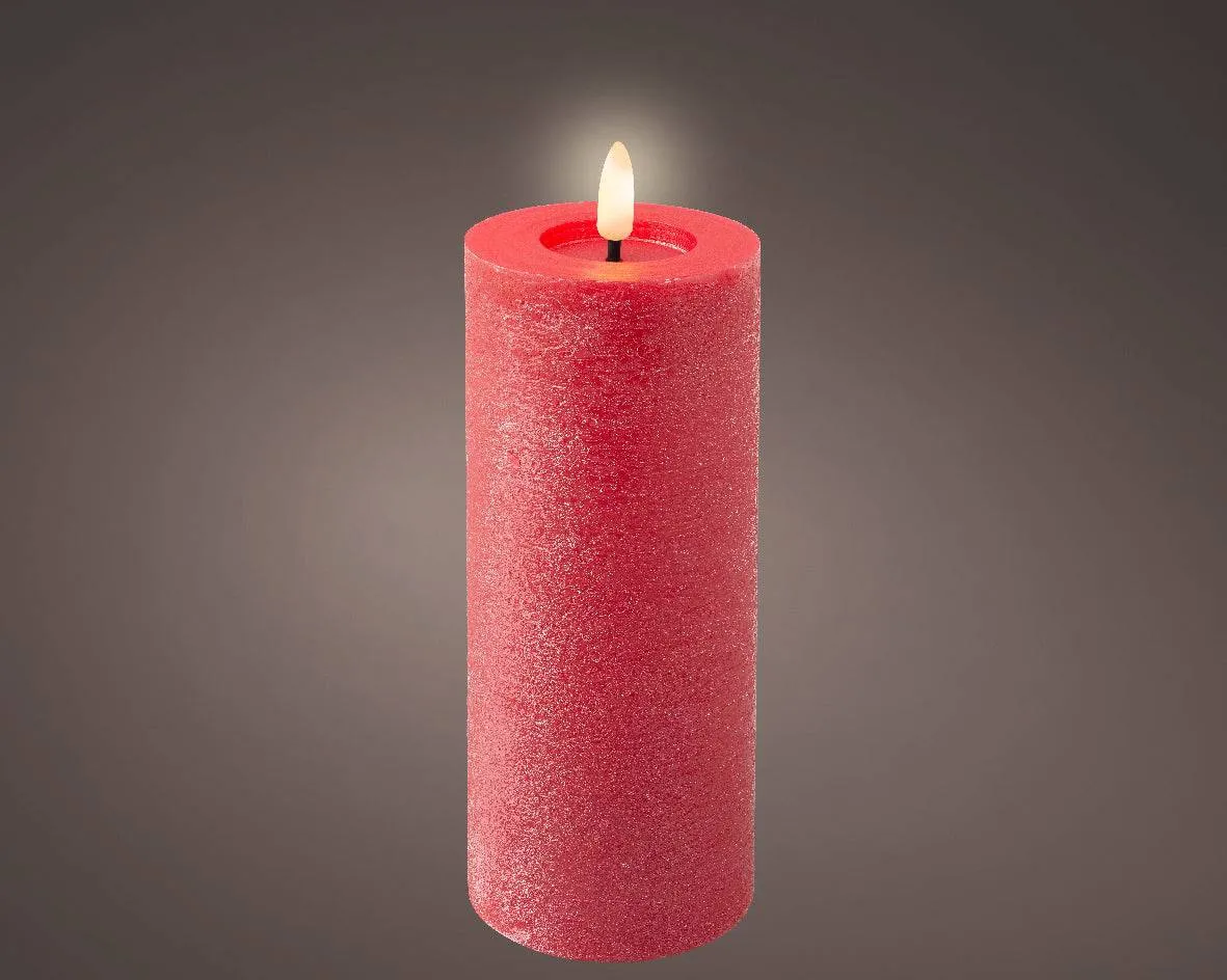 19cm LED Red Wick Candle by Lumineo