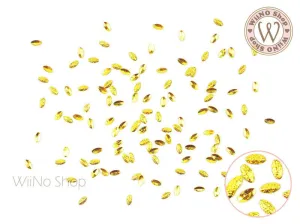 2 x 3mm Gold Textured Marquise Metal Studs - 25 pcs