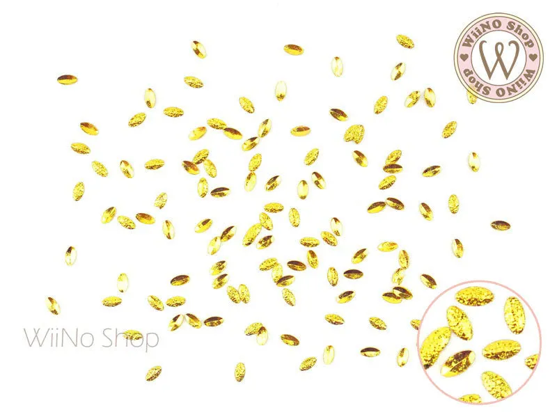 2 x 3mm Gold Textured Marquise Metal Studs - 25 pcs