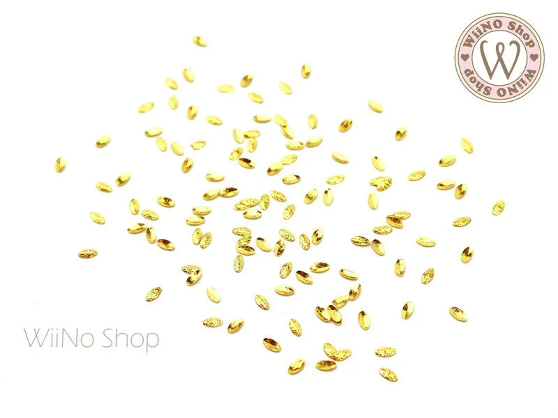 2 x 3mm Gold Textured Marquise Metal Studs - 25 pcs