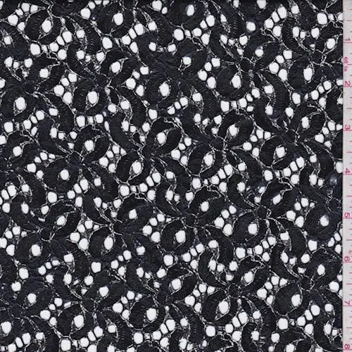 2 YD PC-Black Patent Pinwheel Lace Fabric