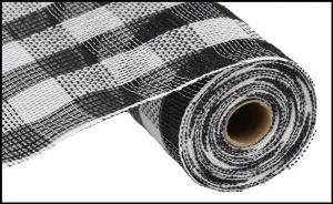 21 inch X 10 yards fiber faux jute check mesh, black, white