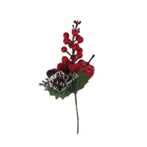 22cm Christmas Red Berry Picks with Holly Apple and Pine Corn