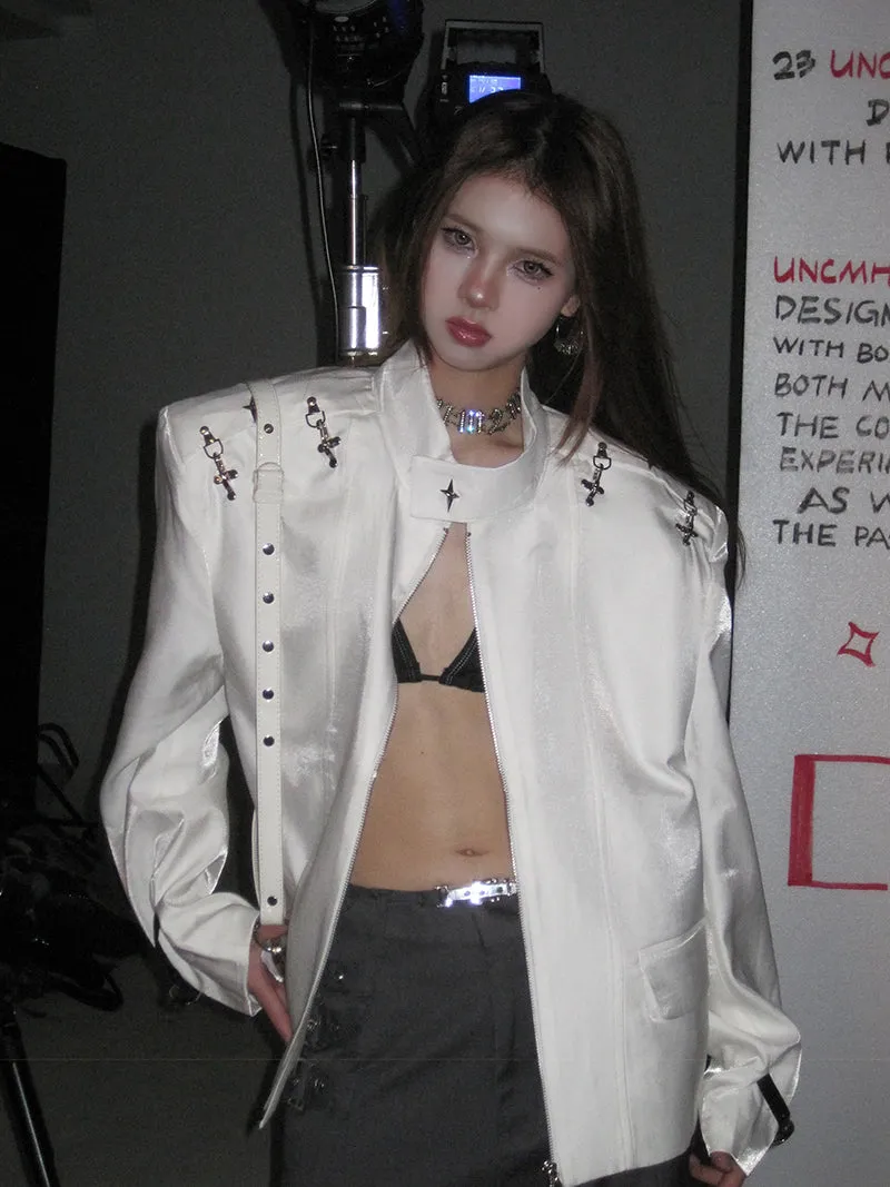 【24s Sep.】Metallic Luster Aircraft Button Shoulder Pad Suit