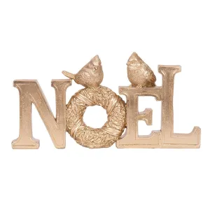 26cm Champagne Polyresin NOEL Sign Table Decoration