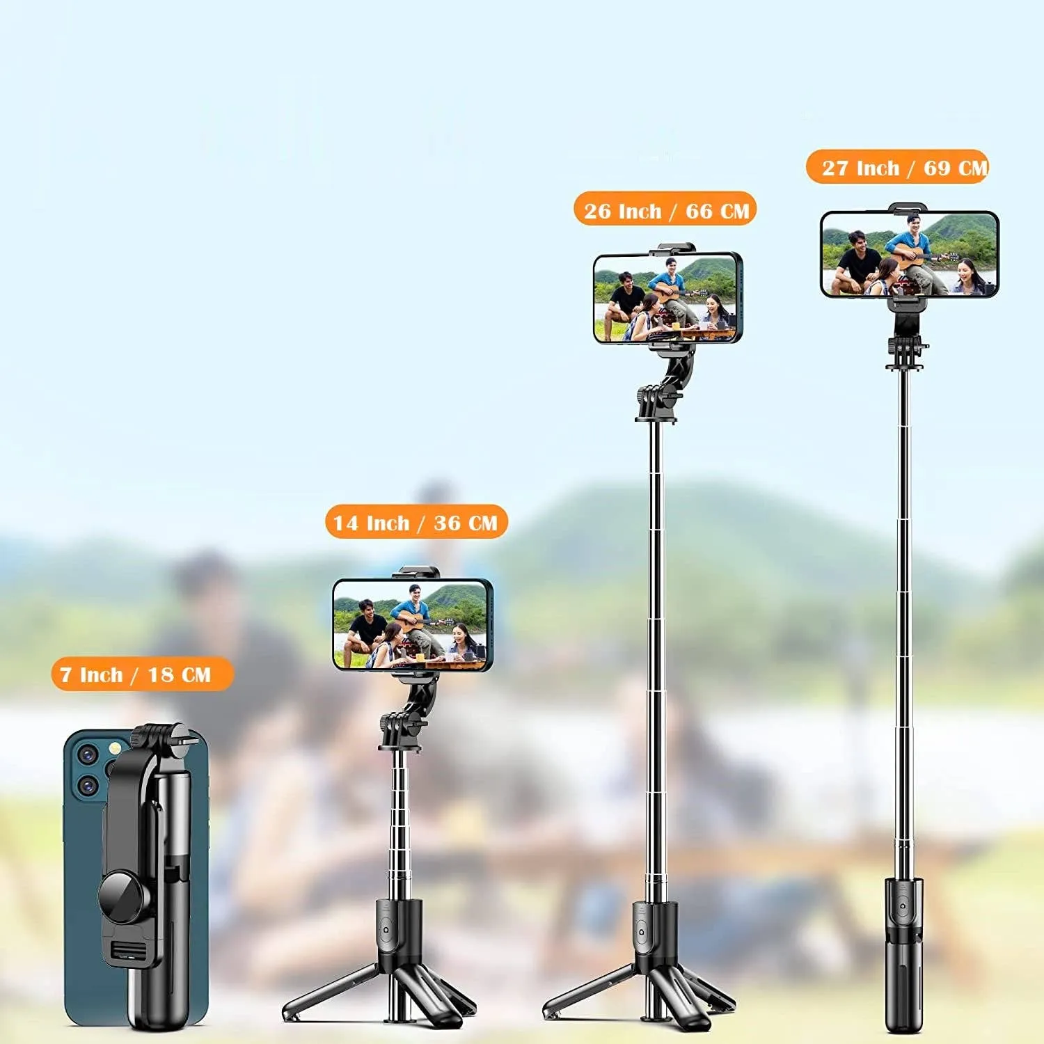3 in 1 Selfie Stick Tripod With Extendable & Portable Design Selfie Stick Tripod With Wireless Remote