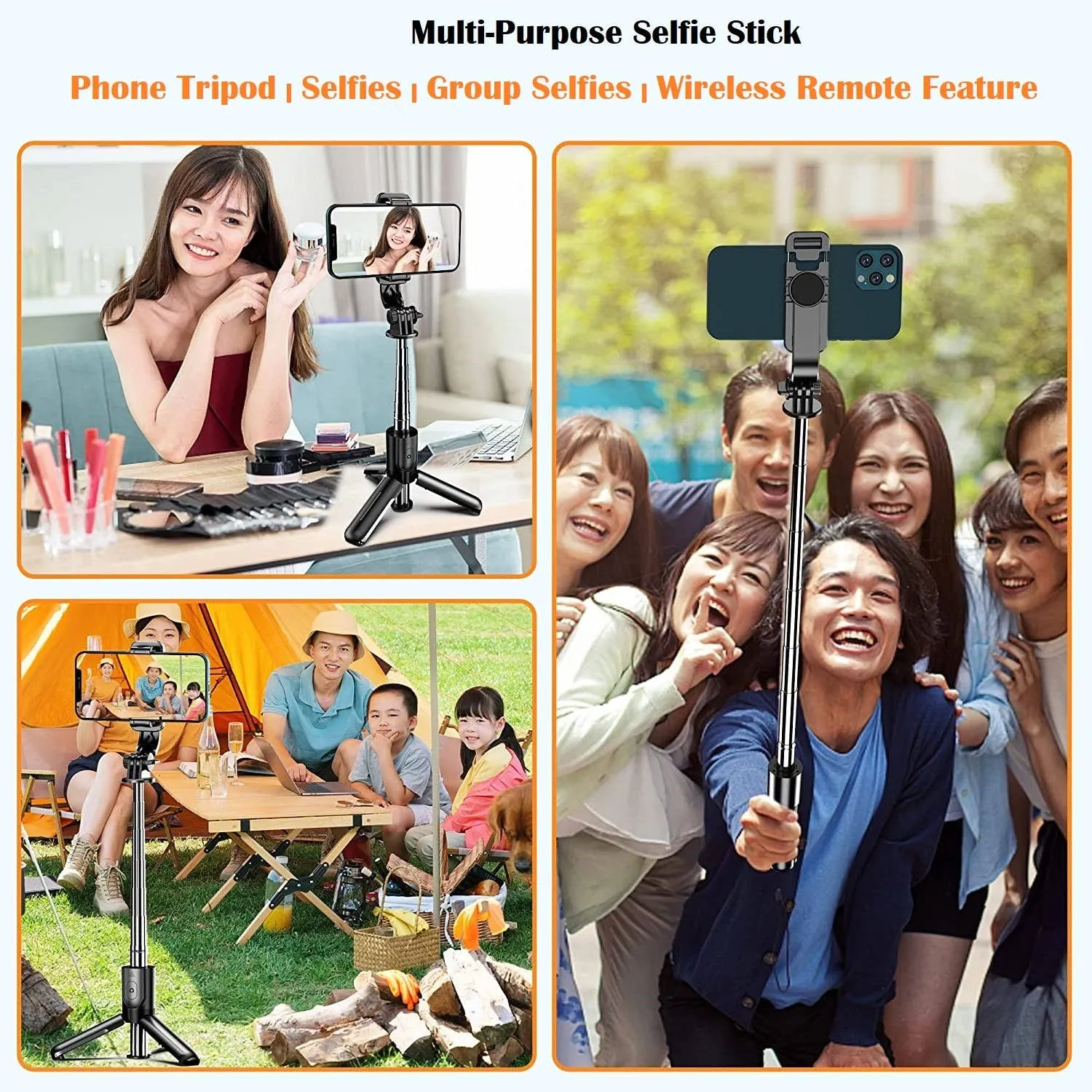3 in 1 Selfie Stick Tripod With Extendable & Portable Design Selfie Stick Tripod With Wireless Remote