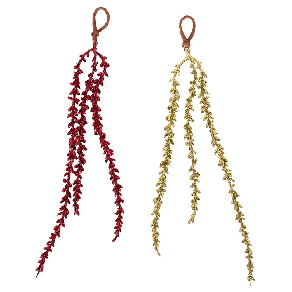 34cm Burgundy & Sage Glitter Drop Tree Ornament