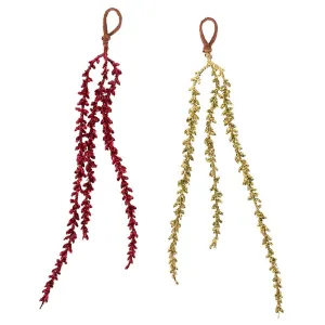 34cm Burgundy & Sage Glitter Drop Tree Ornament