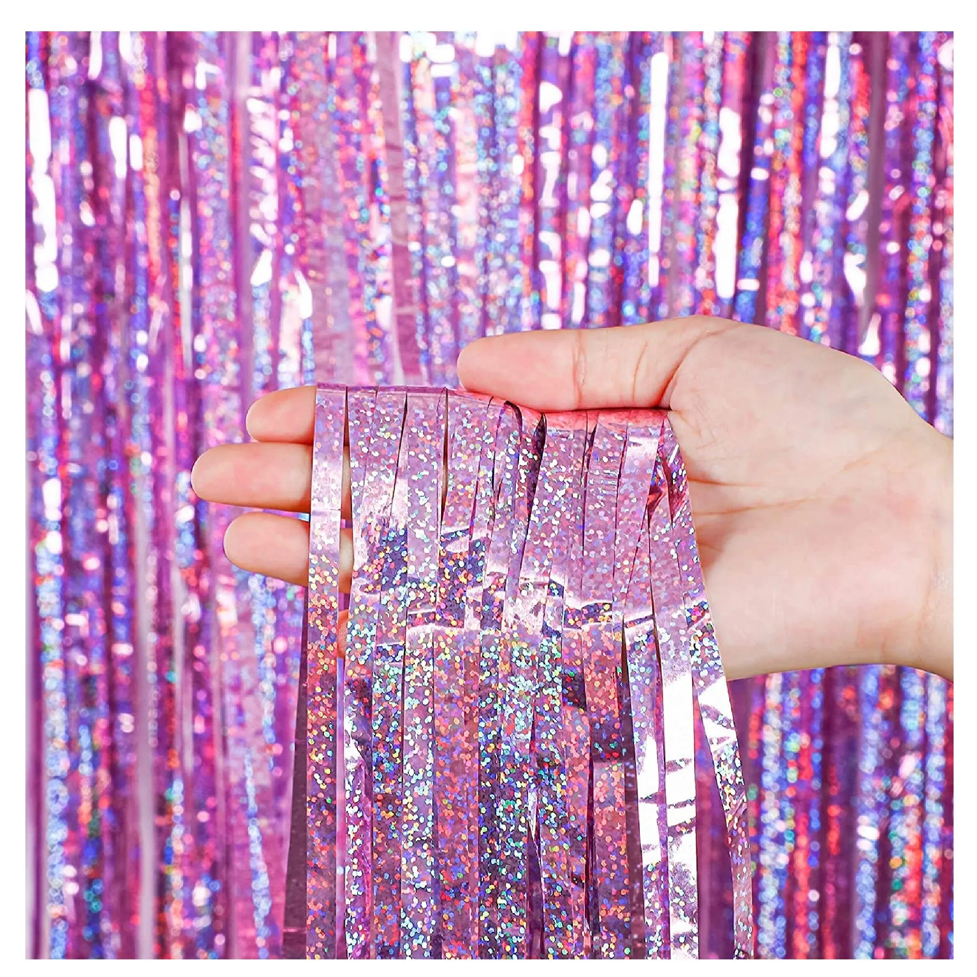 4 Pieces Foil Fringe Curtains Party Decorations Metallic Tinsel Curtains | Glitter Foil | 3.2 x 8.2 ft
