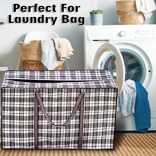 40x Medium Checkered Bags  - Striped Shopping Bags - 50cm x 45cm x 25cm