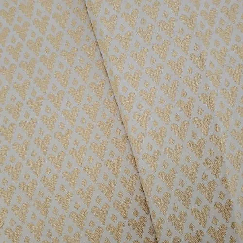 5 YD PC-Golden Tan/Beige Acanthus Printed Slub Linen Decor Fabric