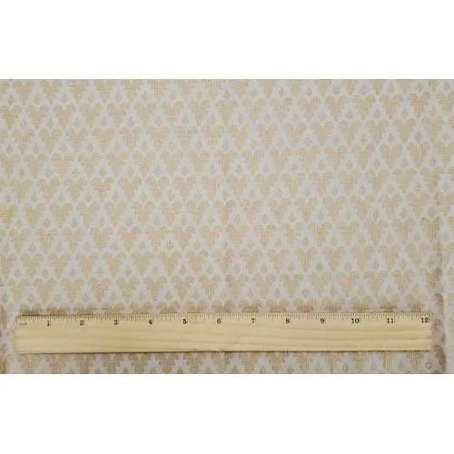 5 YD PC-Golden Tan/Beige Acanthus Printed Slub Linen Decor Fabric