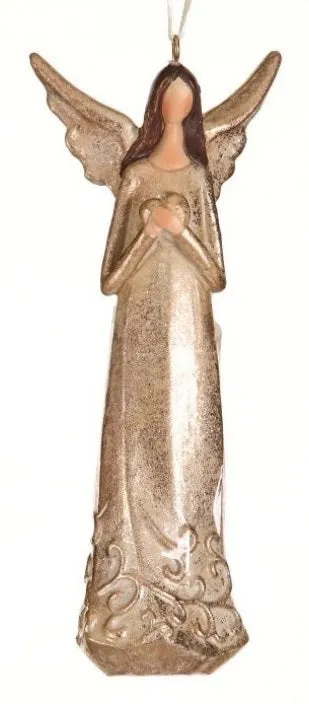 5.5" Champagne Resin Angel Ornament