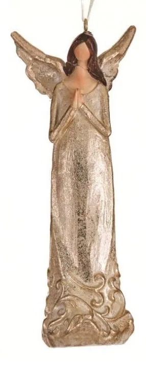5.5" Champagne Resin Angel Ornament