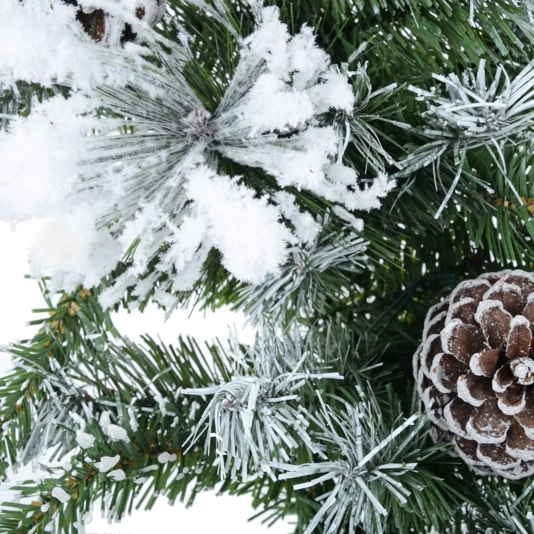 6ft Artificial Snow Flocked Xmas Garland With Pine Cones